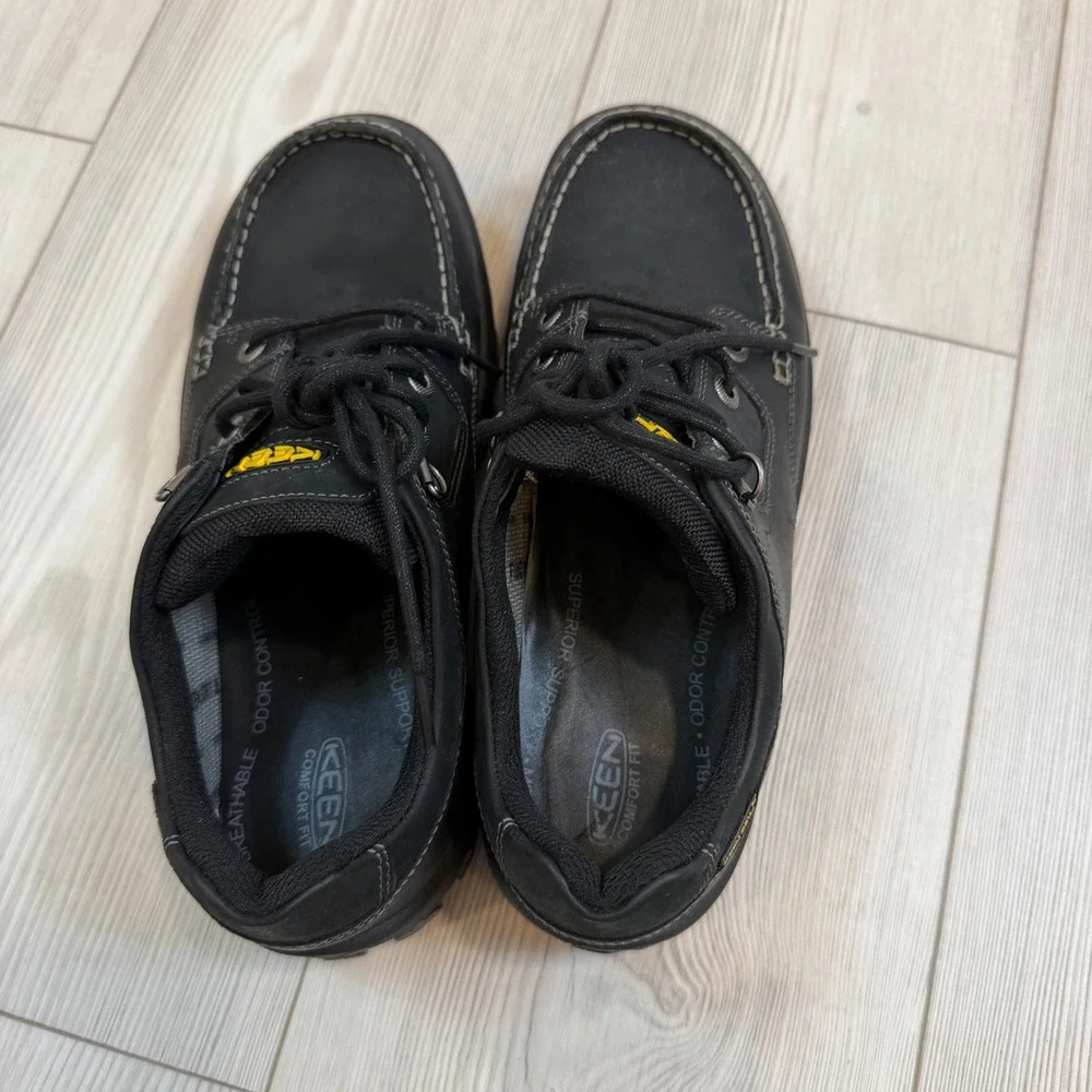 NEW Keen Nopo Lace Mens 8 Black Leather Waterproof Hiking Shoes 13025-BLCK